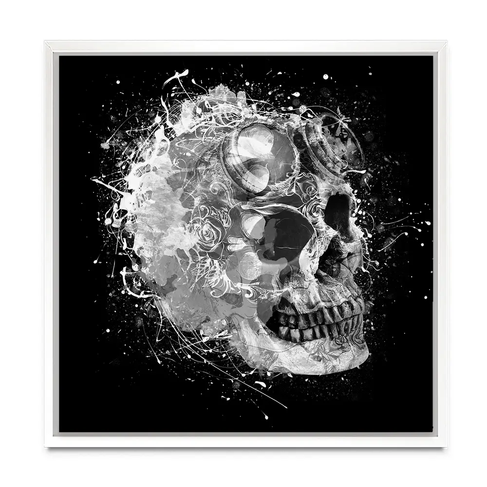 Black And White Skull Square Canvas Print Black And White Skull Square Canvas Print wall art product Aimee Linzi