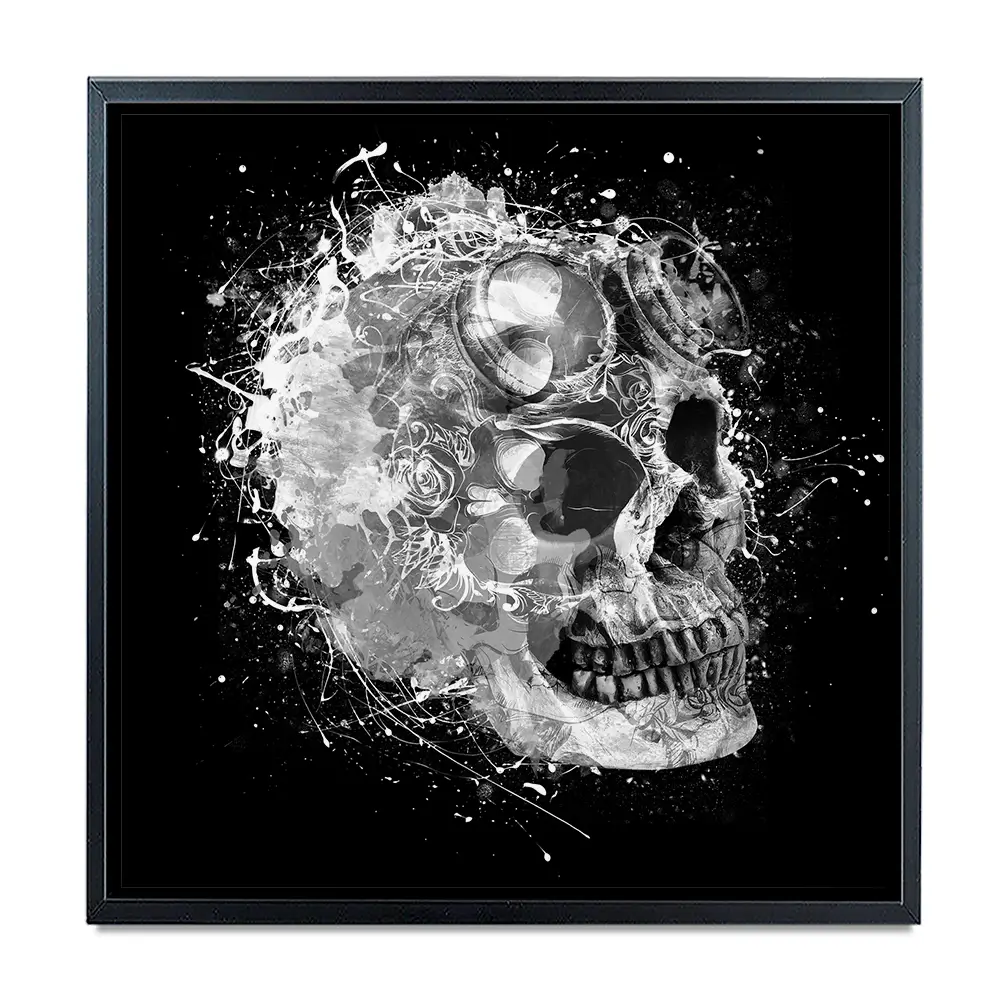 Black And White Skull Square Canvas Print Black And White Skull Square Canvas Print wall art product Aimee Linzi