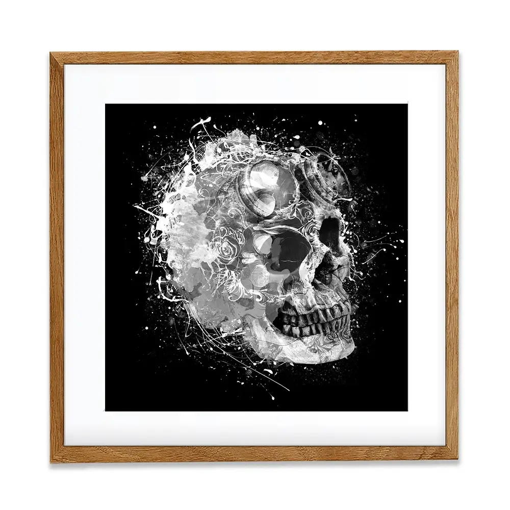 Black And White Skull Square Framed Art Print Black And White Skull Square Framed Art Print wall art product Aimee Linzi
