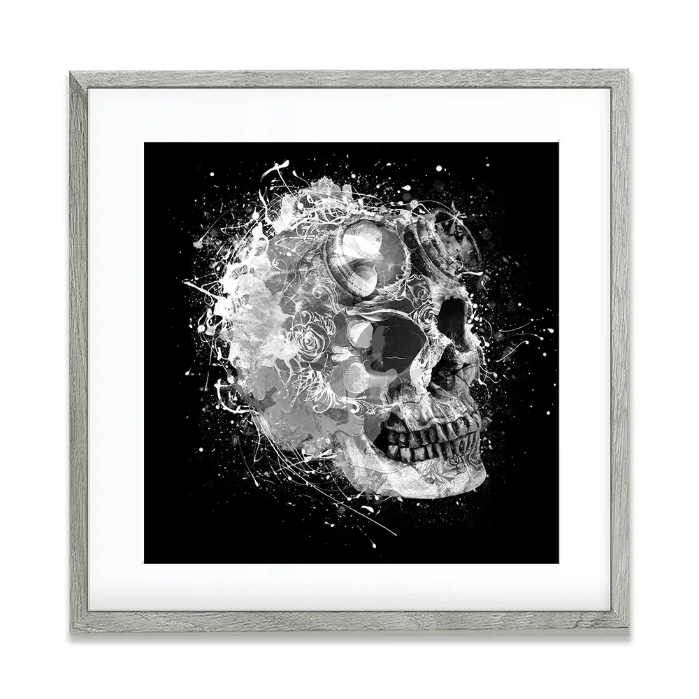 Black And White Skull Square Framed Art Print Black And White Skull Square Framed Art Print wall art product Aimee Linzi