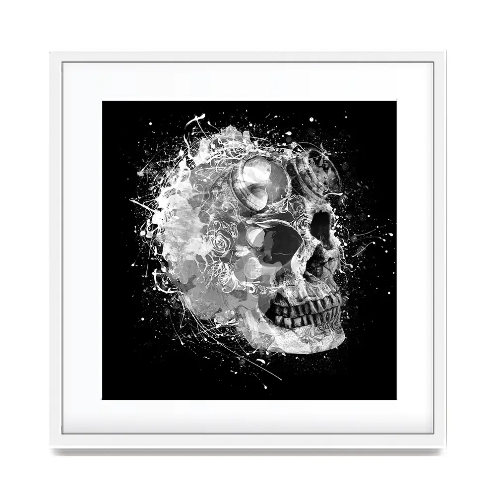 Black And White Skull Square Framed Art Print Black And White Skull Square Framed Art Print wall art product Aimee Linzi