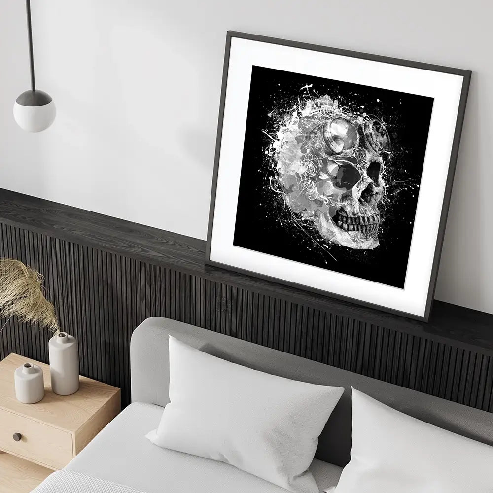 Black And White Skull Square Framed Art Print Black And White Skull Square Framed Art Print wall art product Aimee Linzi