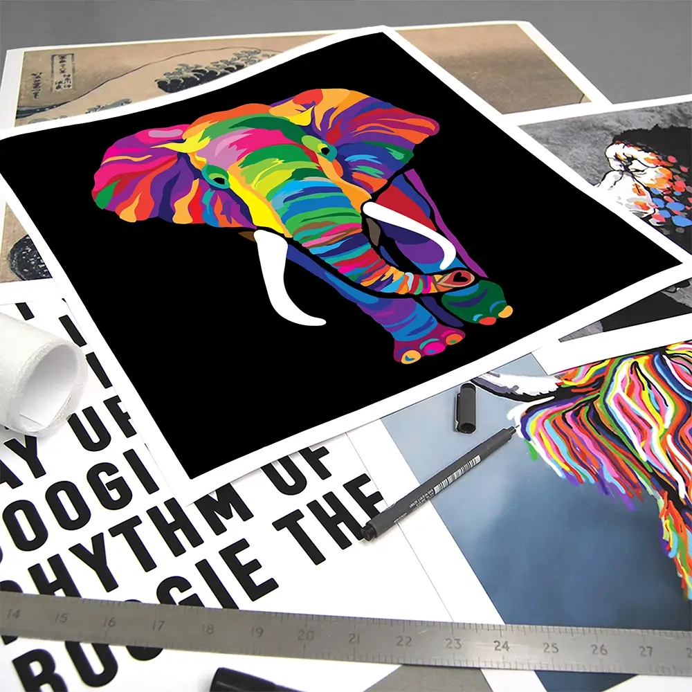Black Colourful Elephant Square Art Print Black Colourful Elephant Square Art Print wall art product Denel / Shutterstock