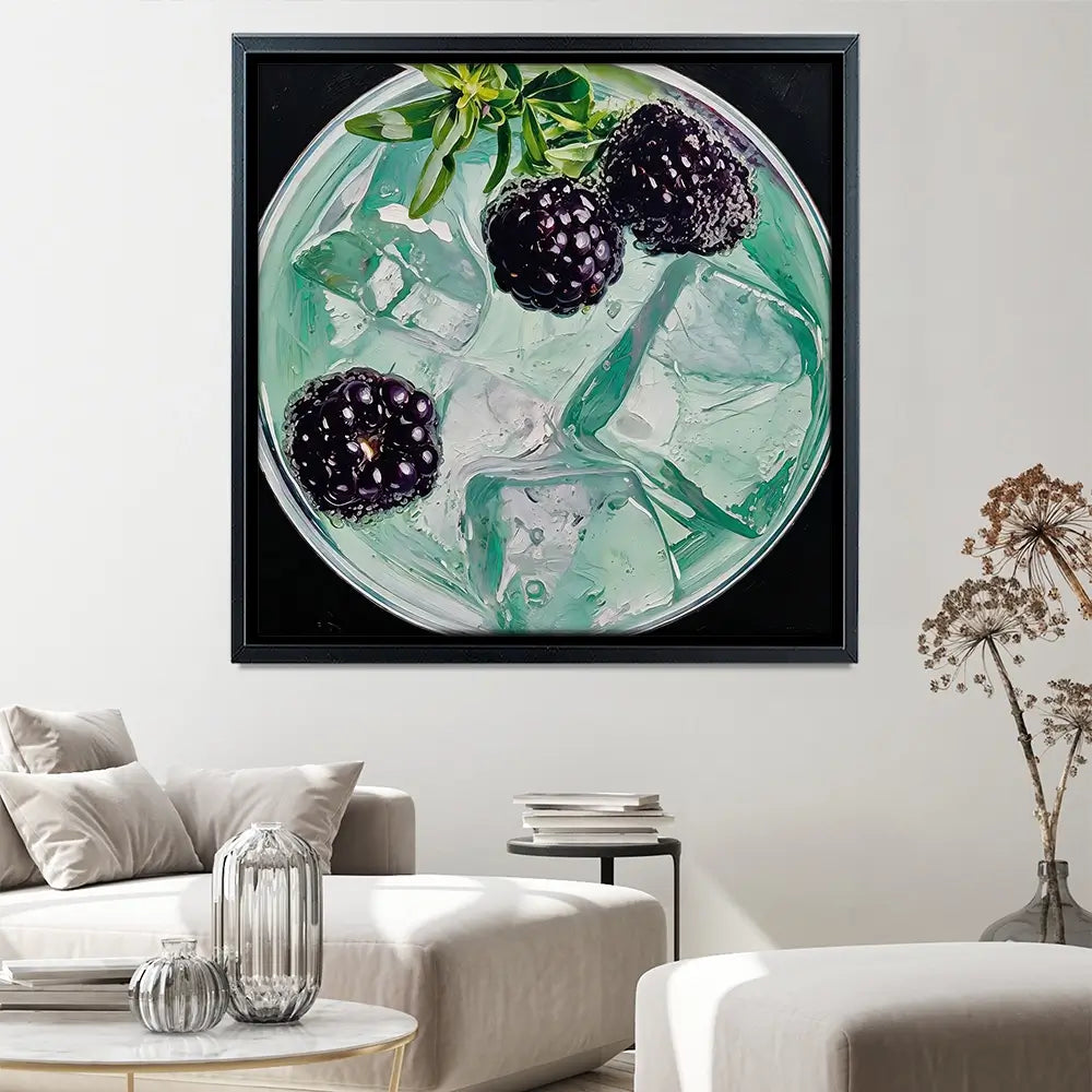 Blackberry And Elderflower Spritz Cocktail Square Canvas Print Blackberry And Elderflower Spritz Cocktail Square Canvas Print wall art product David Alexander Elder