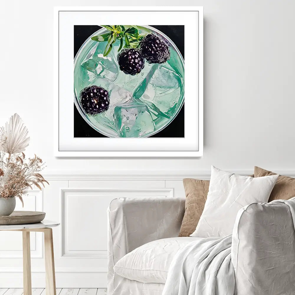 Blackberry And Elderflower Spritz Cocktail Square Framed Art Print Blackberry And Elderflower Spritz Cocktail Square Framed Art Print wall art product David Alexander Elder