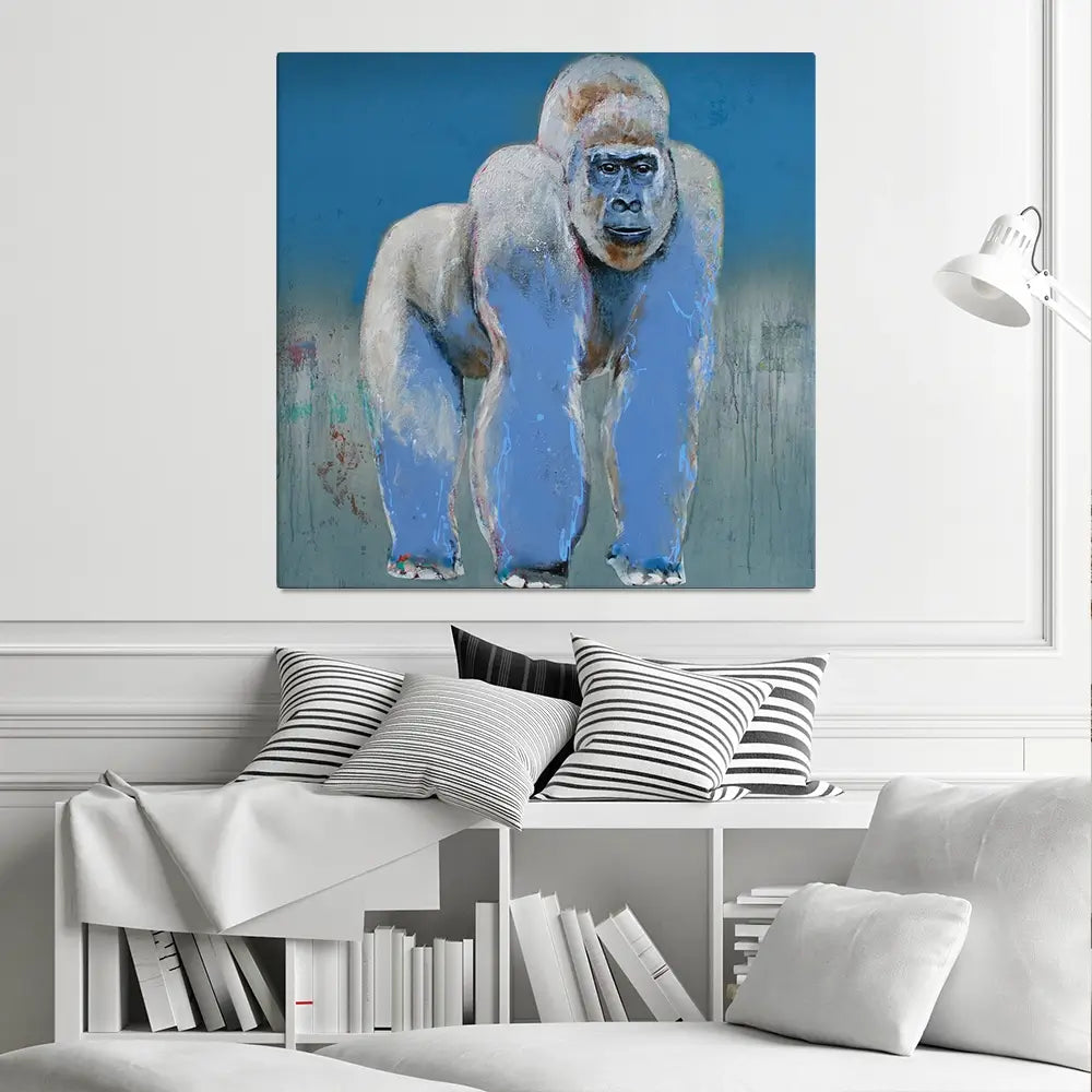 Bleu Monkey Square Canvas Print Bleu Monkey Square Canvas Print wall art product Studio Paint-Ing