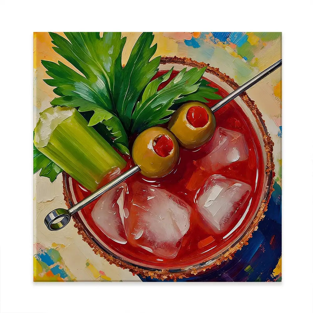Bloody Mary Cocktail Square Canvas Print Bloody Mary Cocktail Square Canvas Print wall art product David Alexander Elder