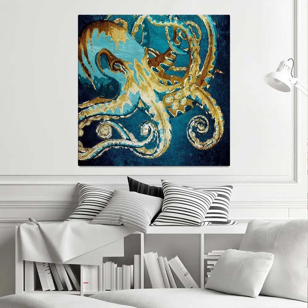 Blue And Gold Octopus Canvas Print Blue And Gold Octopus Canvas Print wall art product officeBBstudio / Shutterstock