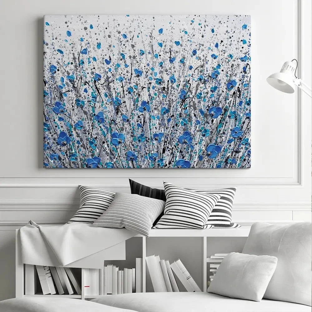 Blue And Grey Meadow Canvas Print Blue And Grey Meadow Canvas Print wall art product Olga Tkachyk