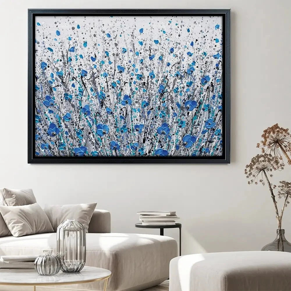 Blue And Grey Meadow Canvas Print Blue And Grey Meadow Canvas Print wall art product Olga Tkachyk
