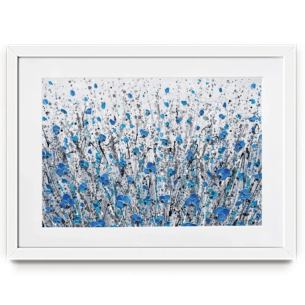 Blue And Grey Meadow Framed Art Print Blue And Grey Meadow Framed Art Print wall art product Olga Tkachyk