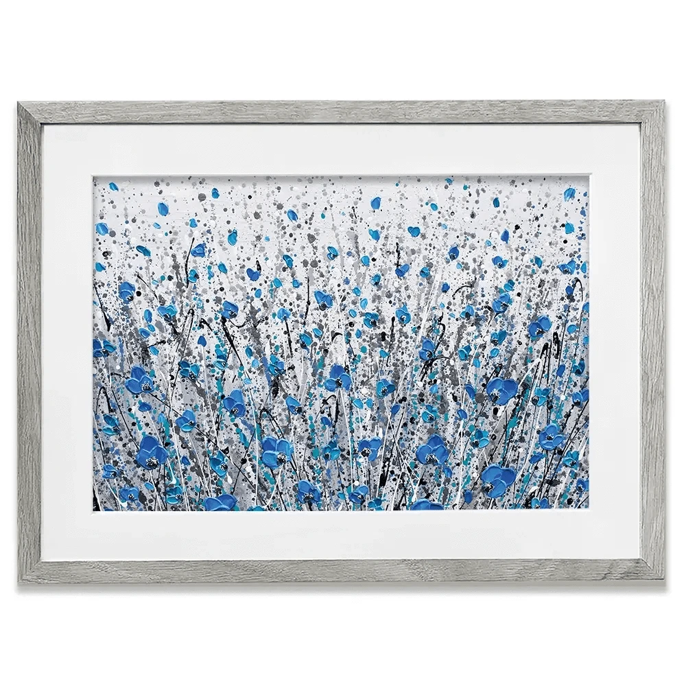 Blue And Grey Meadow Framed Art Print Blue And Grey Meadow Framed Art Print wall art product Olga Tkachyk