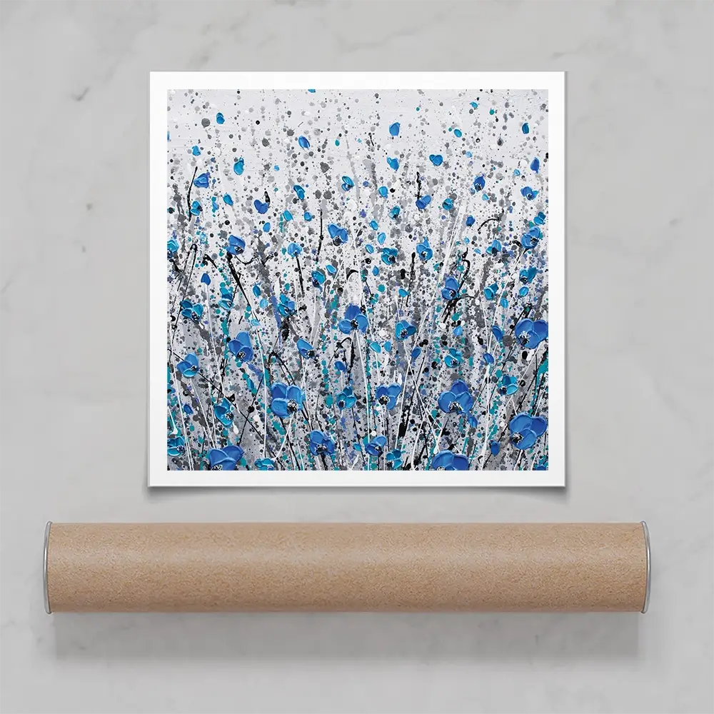 Blue And Grey Meadow Square Art Print Blue And Grey Meadow Square Art Print wall art product Olga Tkachyk