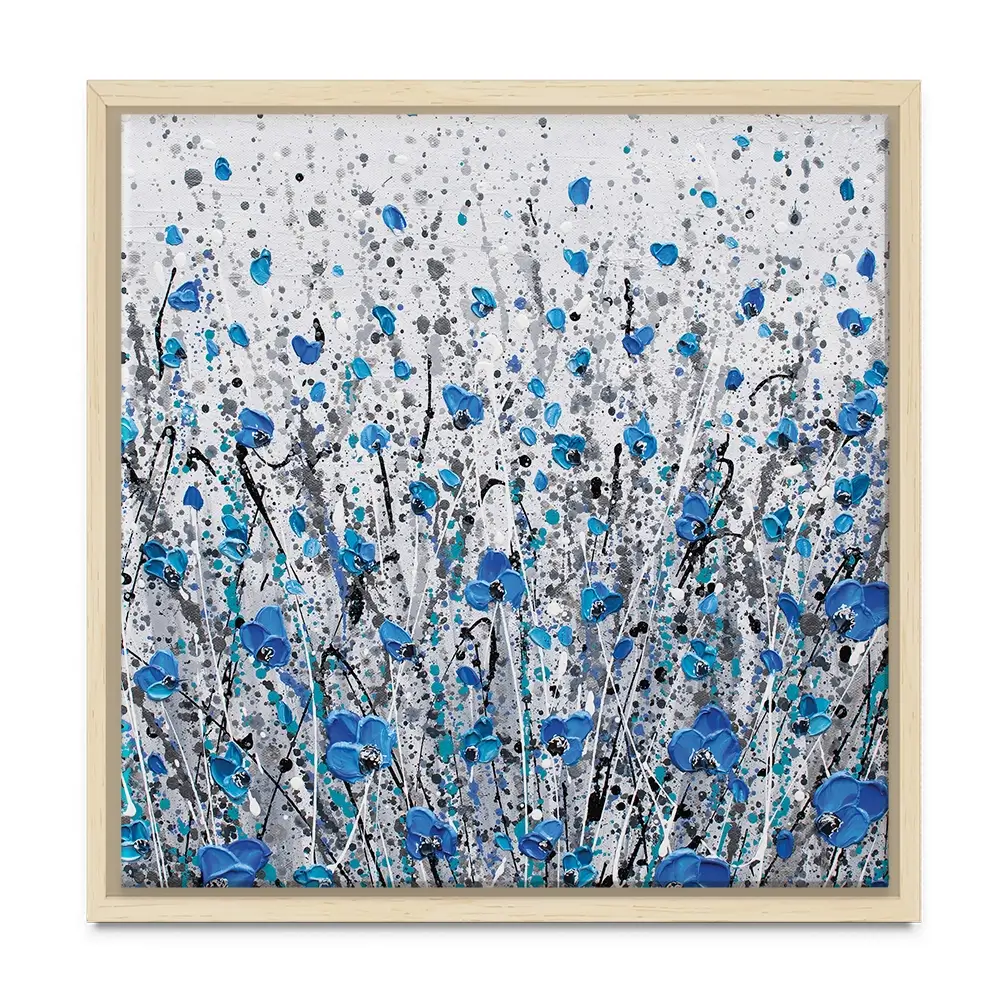 Blue And Grey Meadow Square Canvas Print Blue And Grey Meadow Square Canvas Print wall art product Olga Tkachyk