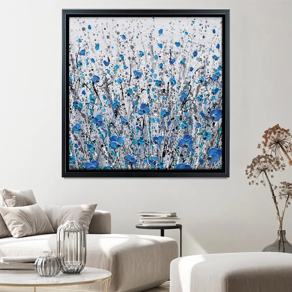 Blue And Grey Meadow Square Canvas Print Blue And Grey Meadow Square Canvas Print wall art product Olga Tkachyk