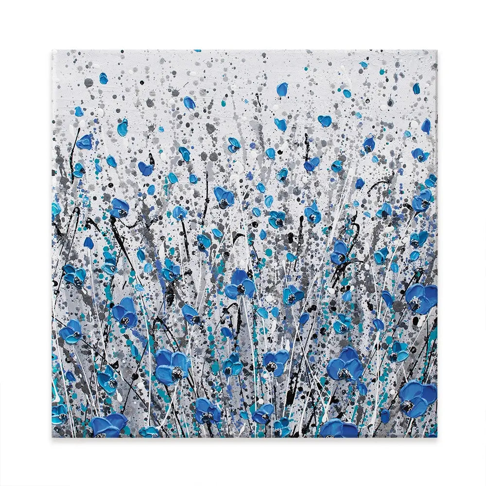 Blue And Grey Meadow Square Canvas Print Blue And Grey Meadow Square Canvas Print wall art product Olga Tkachyk