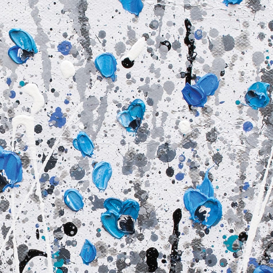 Blue And Grey Meadow Square Canvas Print wall art product Olga Tkachyk