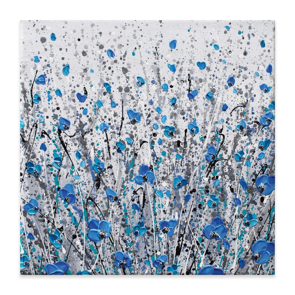 Blue And Grey Meadow Square Canvas Print wall art product Olga Tkachyk