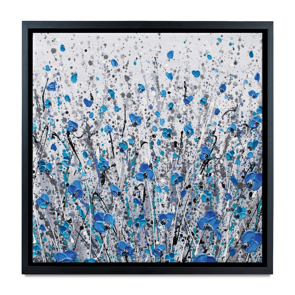 Blue And Grey Meadow Square Canvas Print wall art product Olga Tkachyk