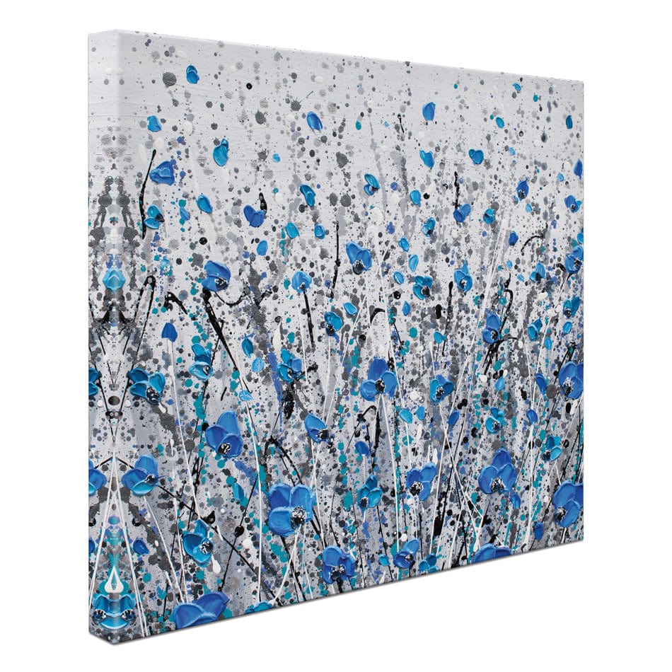 Blue And Grey Meadow Square Canvas Print wall art product Olga Tkachyk