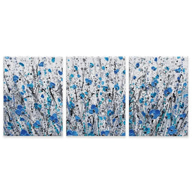 Blue And Grey Meadow Trio Canvas Print Blue And Grey Meadow Trio Canvas Print wall art product Olga Tkachyk