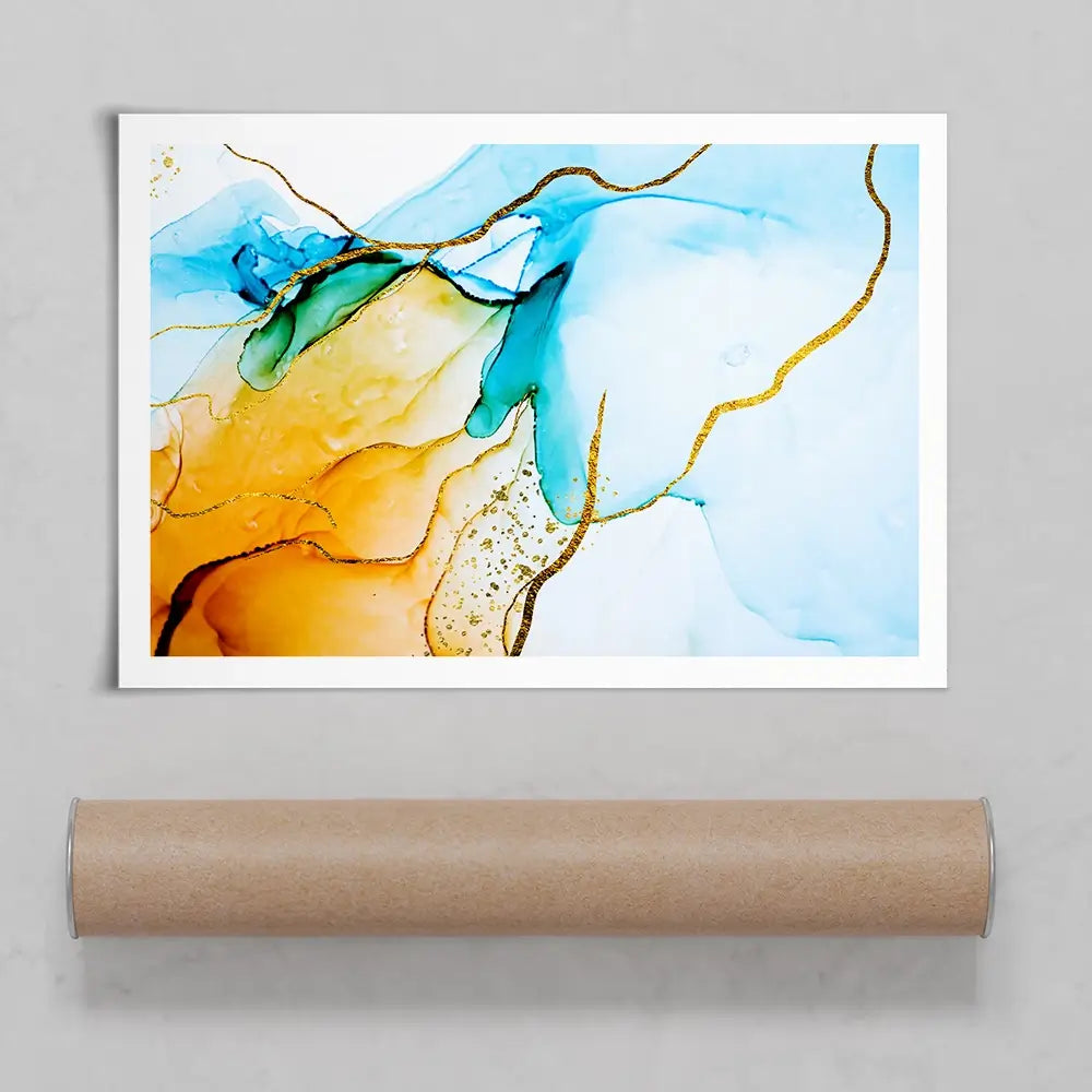 Blue And Orange Abstract Art Print Blue And Orange Abstract Art Print wall art product CARACOLLA / Shutterstock