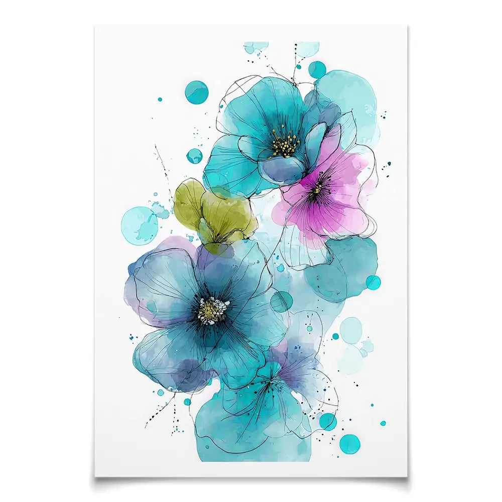 Blue And Pink Flowers Art Print Blue And Pink Flowers Art Print wall art product David Alexander Elder