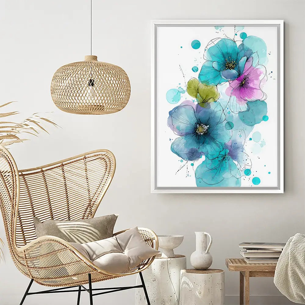 Blue And Pink Flowers Canvas Print Blue And Pink Flowers Canvas Print wall art product David Alexander Elder