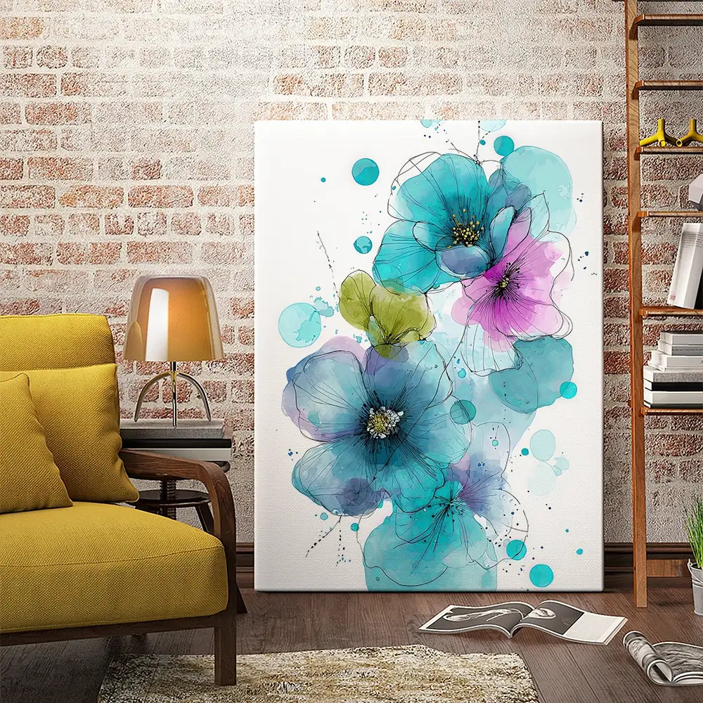 Blue And Pink Flowers Canvas Print Blue And Pink Flowers Canvas Print wall art product David Alexander Elder