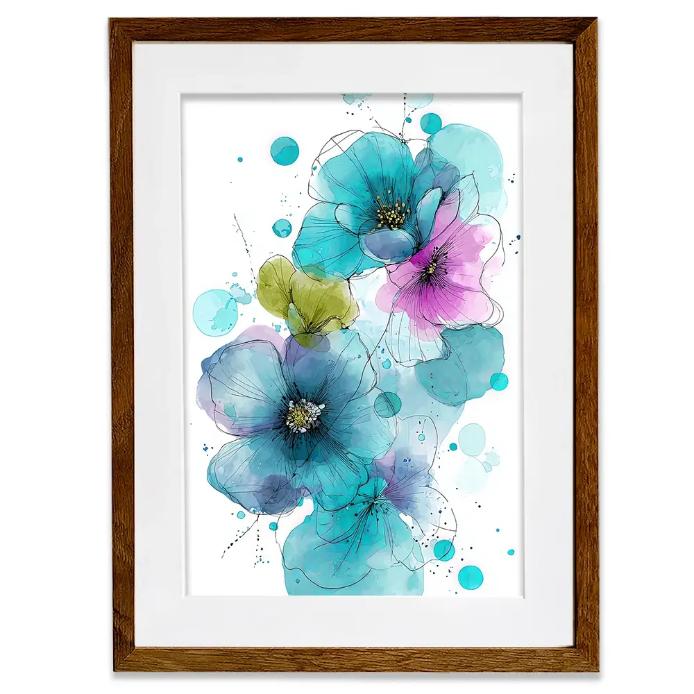 Blue And Pink Flowers Framed Art Print Blue And Pink Flowers Framed Art Print wall art product David Alexander Elder