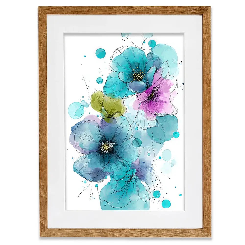 Blue And Pink Flowers Framed Art Print Blue And Pink Flowers Framed Art Print wall art product David Alexander Elder