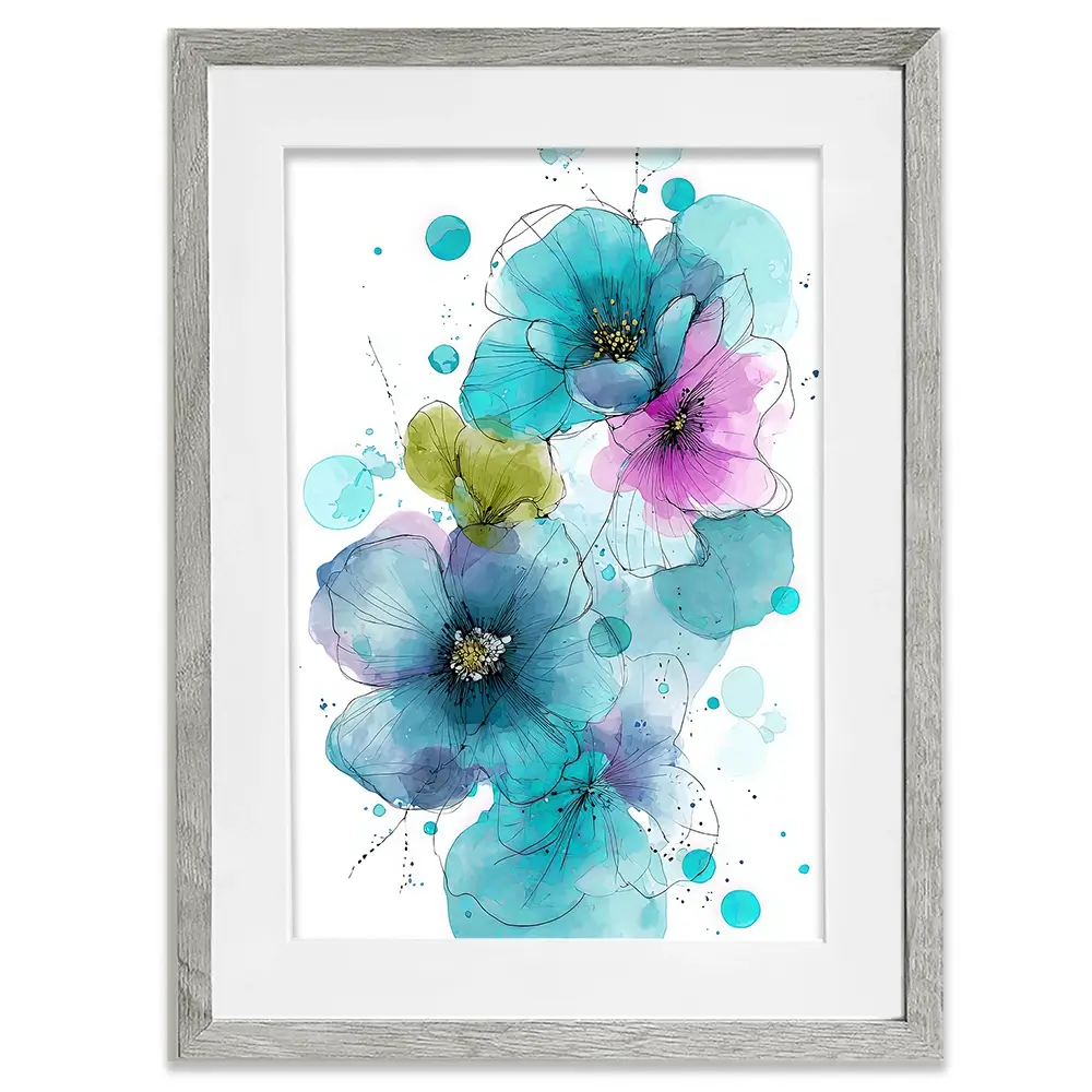 Blue And Pink Flowers Framed Art Print Blue And Pink Flowers Framed Art Print wall art product David Alexander Elder