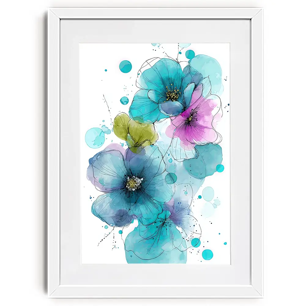 Blue And Pink Flowers Framed Art Print Blue And Pink Flowers Framed Art Print wall art product David Alexander Elder