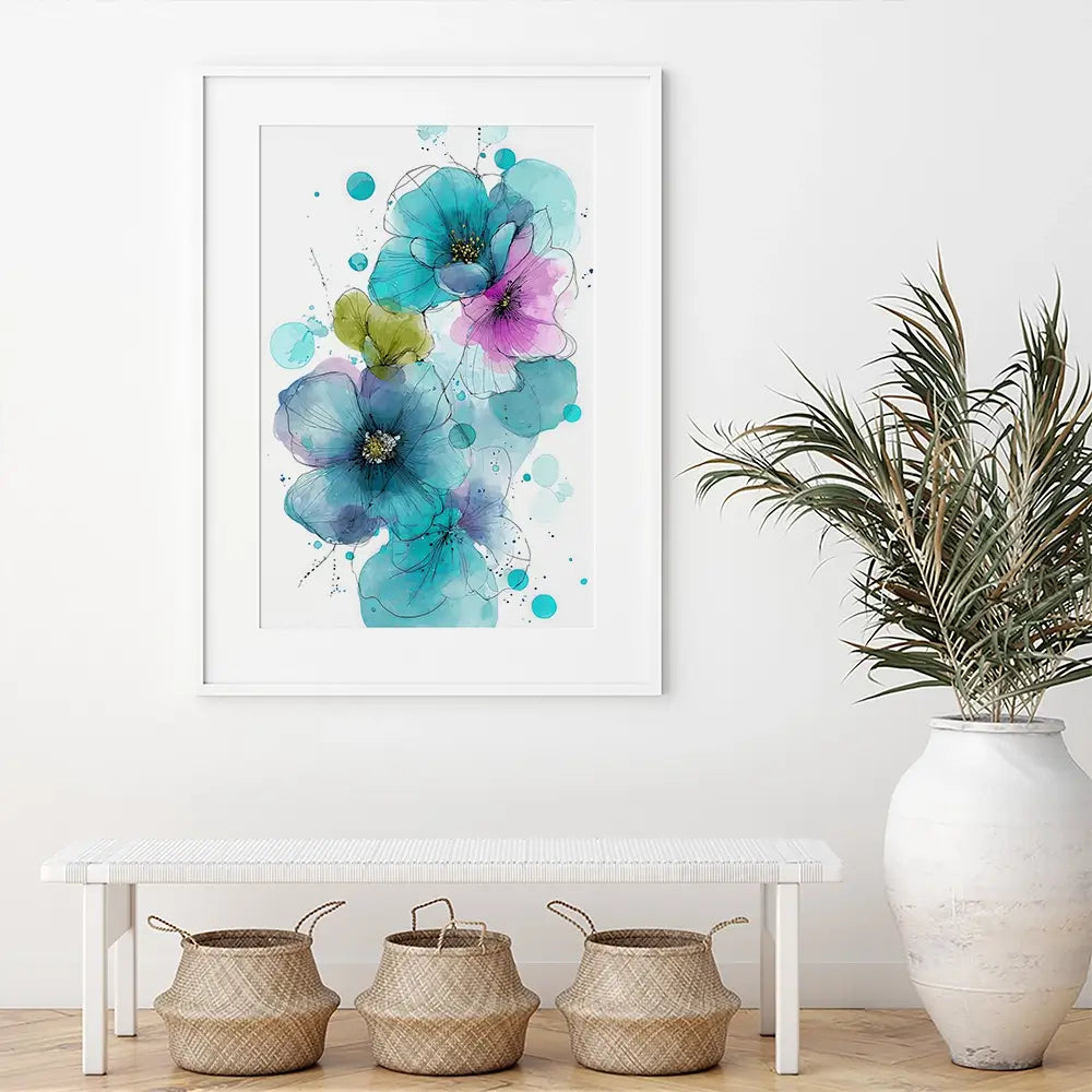 Blue And Pink Flowers Framed Art Print Blue And Pink Flowers Framed Art Print wall art product David Alexander Elder
