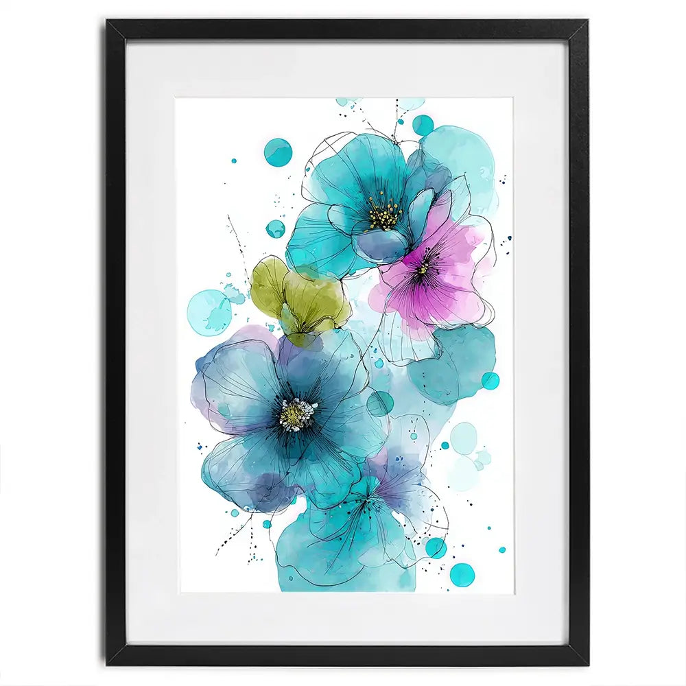 Blue And Pink Flowers Framed Art Print Blue And Pink Flowers Framed Art Print wall art product David Alexander Elder