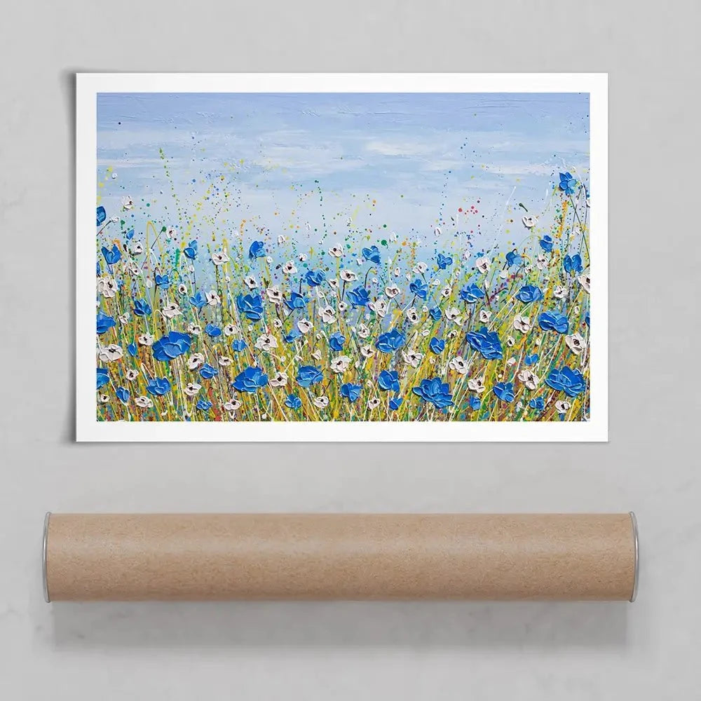 Blue And White Flowers Art Print Blue And White Flowers Art Print wall art product Olga Tkachyk