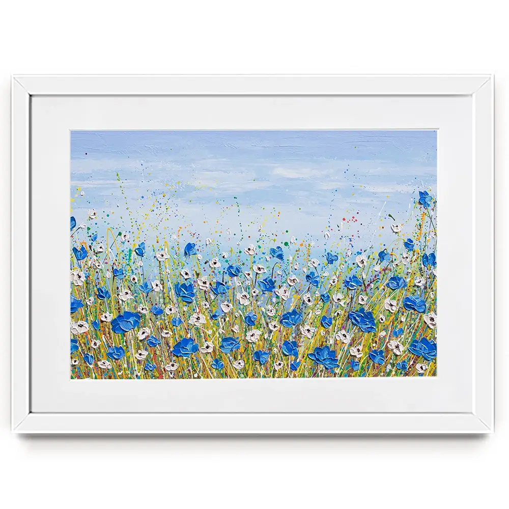 Blue And White Flowers Framed Art Print Blue And White Flowers Framed Art Print wall art product Olga Tkachyk