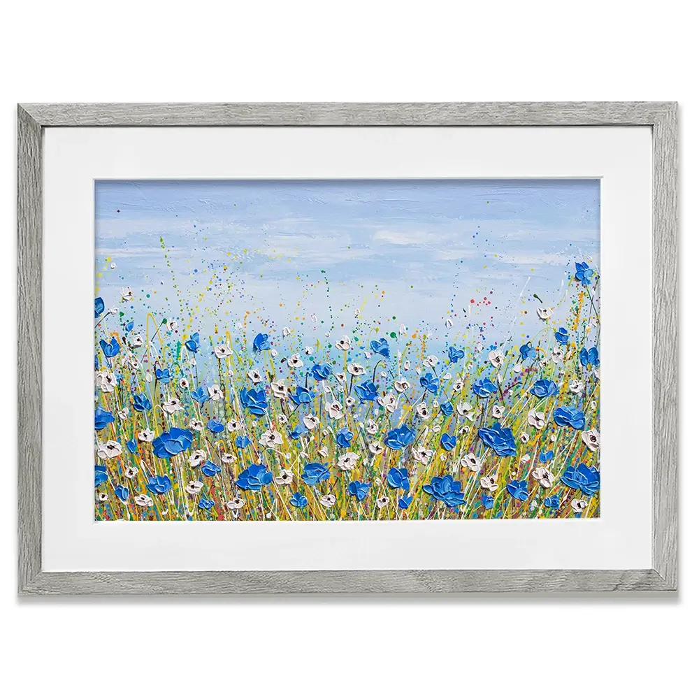 Blue And White Flowers Framed Art Print Blue And White Flowers Framed Art Print wall art product Olga Tkachyk