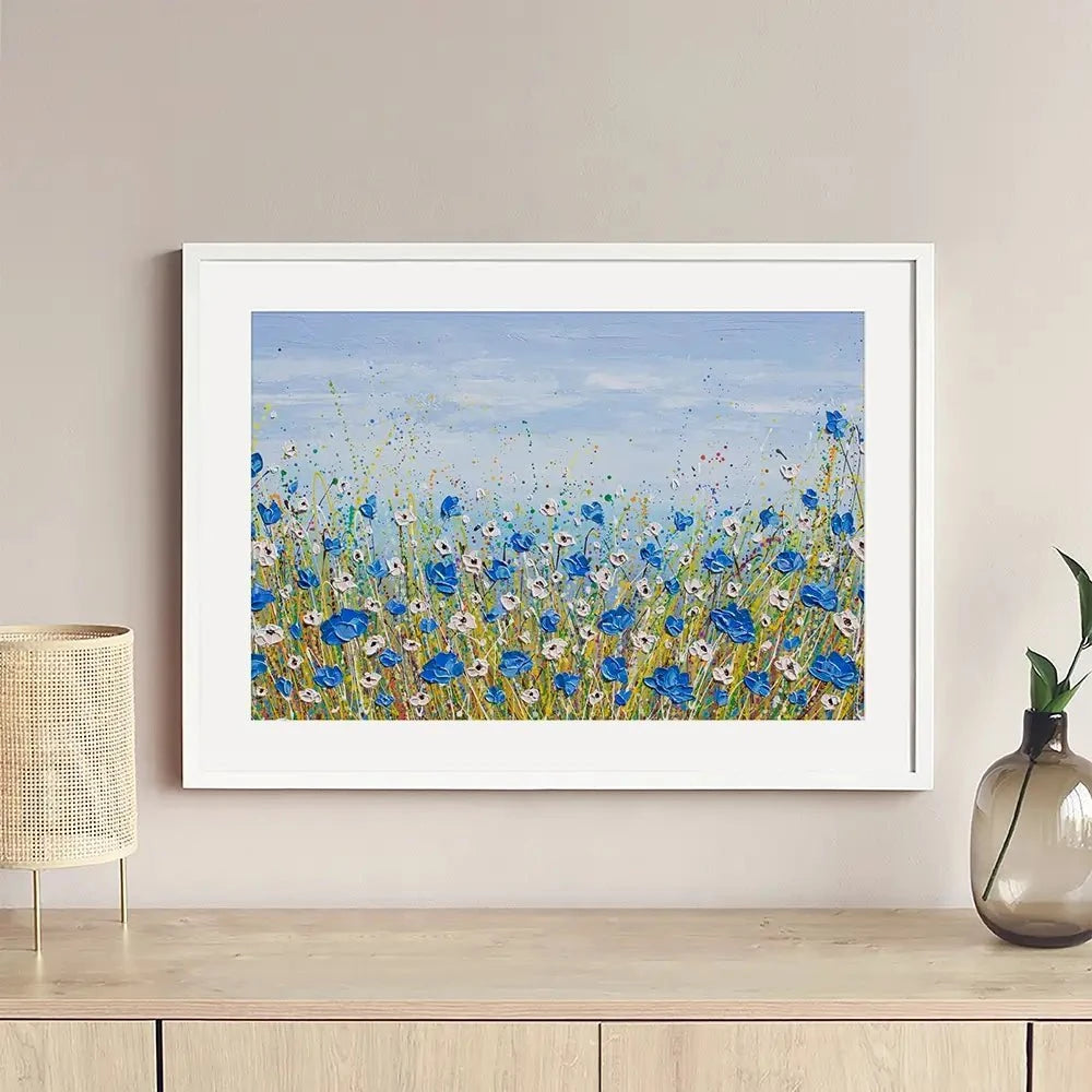 Blue And White Flowers Framed Art Print Blue And White Flowers Framed Art Print wall art product Olga Tkachyk