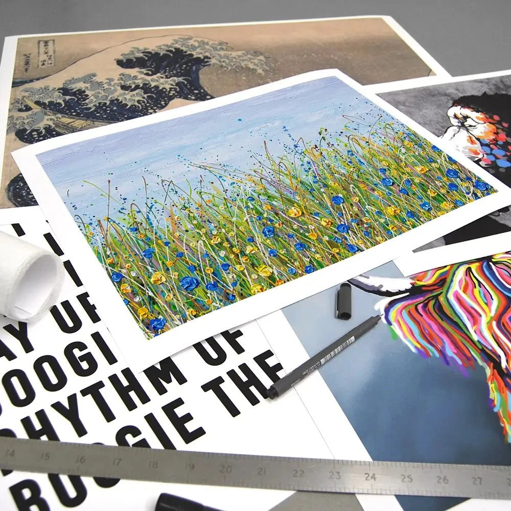 Blue And Yellow Wildflowers Art Print Blue And Yellow Wildflowers Art Print wall art product Olga Tkachyk