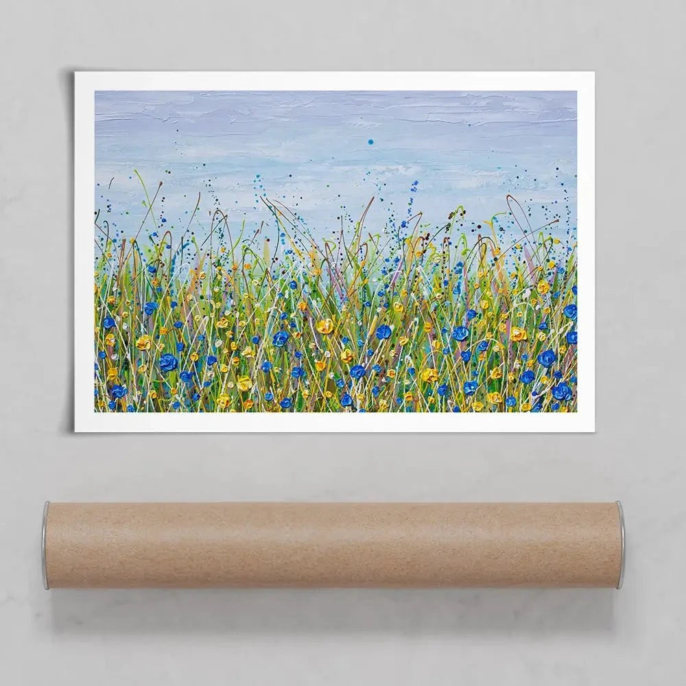Blue And Yellow Wildflowers Art Print Blue And Yellow Wildflowers Art Print wall art product Olga Tkachyk