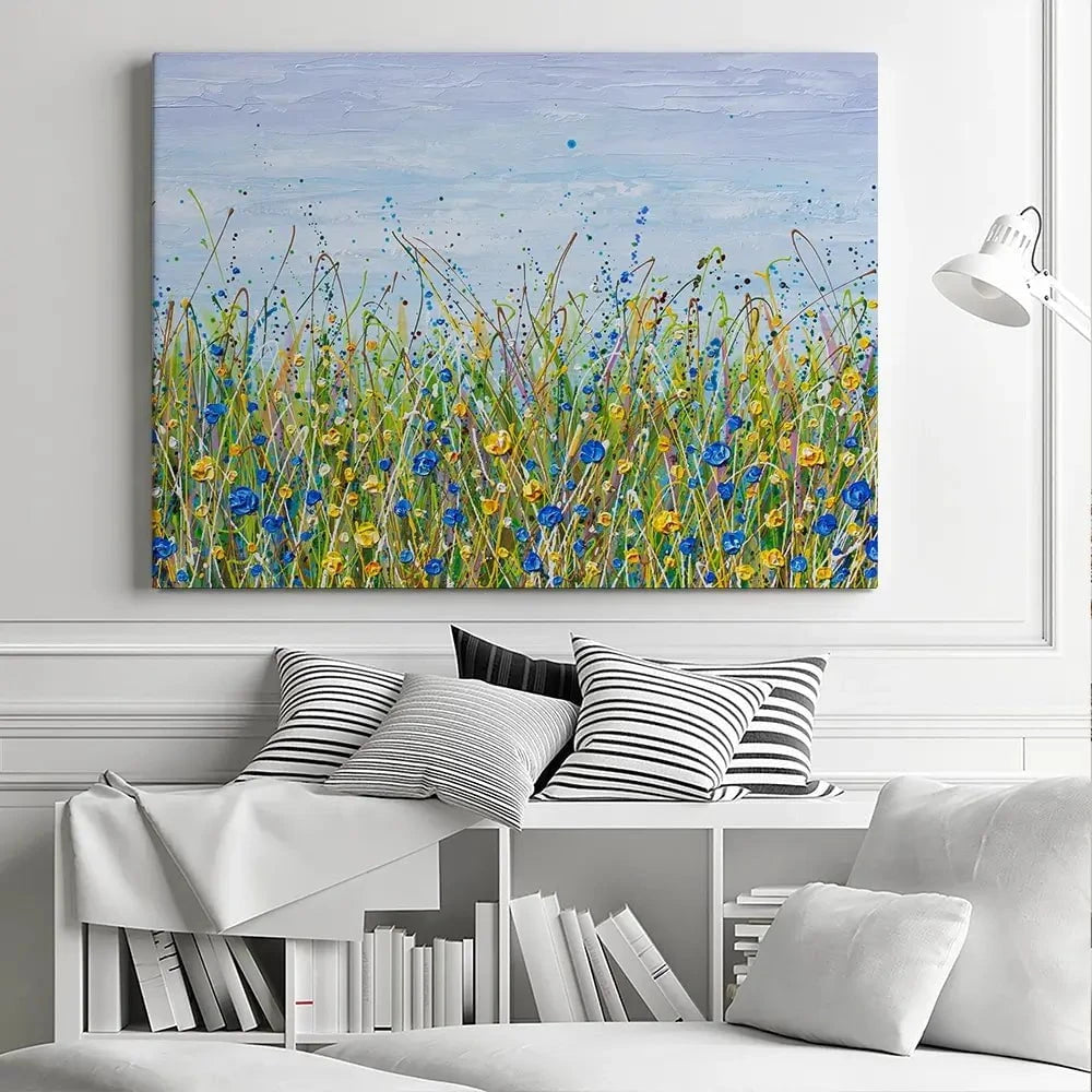 Blue And Yellow Wildflowers Canvas Print Blue And Yellow Wildflowers Canvas Print wall art product Olga Tkachyk