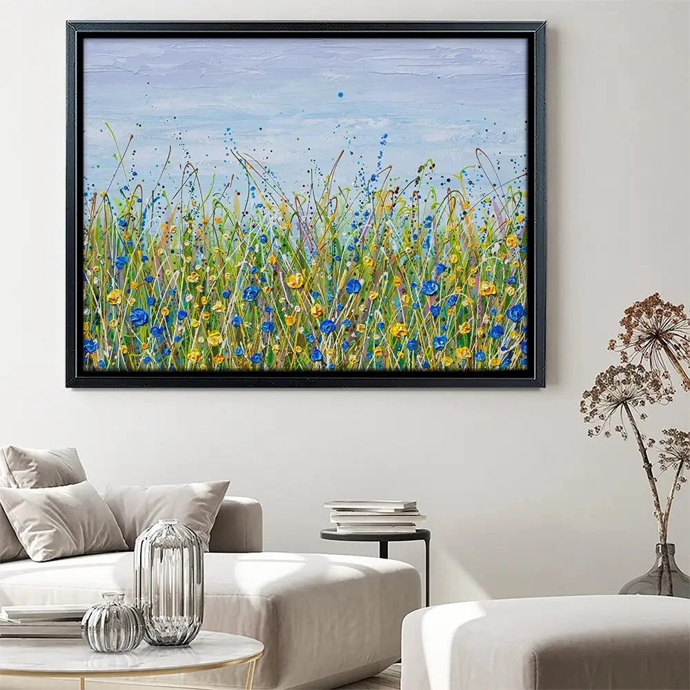 Blue And Yellow Wildflowers Canvas Print Blue And Yellow Wildflowers Canvas Print wall art product Olga Tkachyk