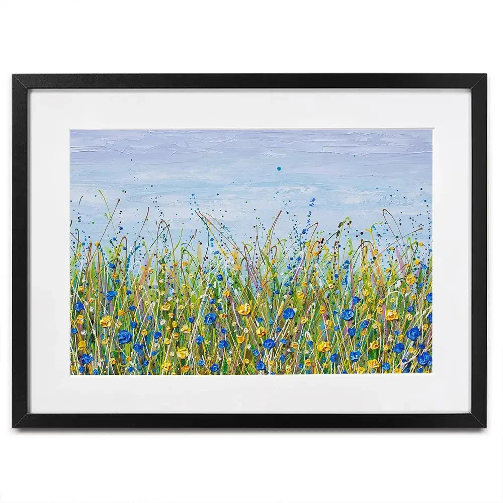 Blue And Yellow Wildflowers Framed Art Print Blue And Yellow Wildflowers Framed Art Print wall art product Olga Tkachyk