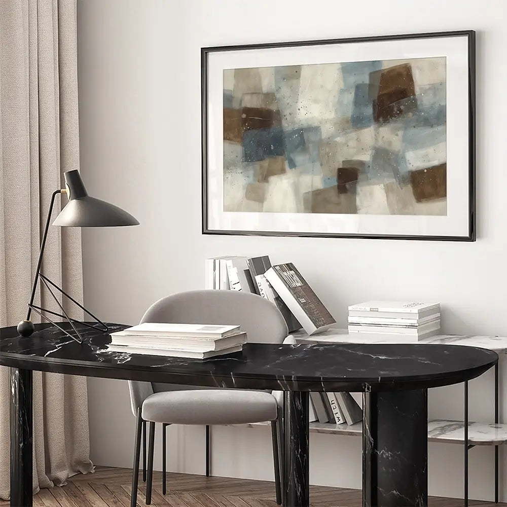Blue Block Abstract Framed Art Print Blue Block Abstract Framed Art Print wall art product Chromatic Storm Studio