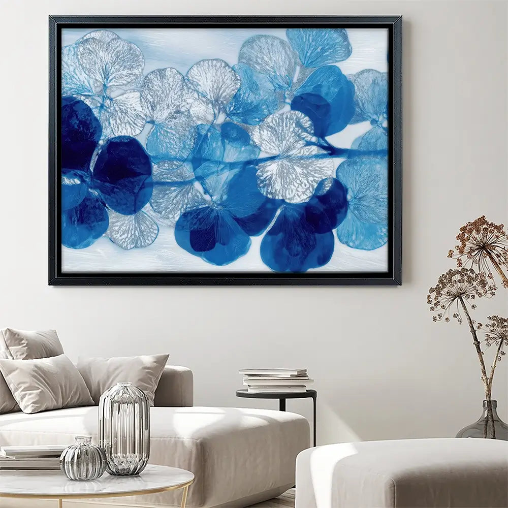 Blue Botanical Pattern Canvas Print Blue Botanical Pattern Canvas Print wall art product Chromatic Storm Studio