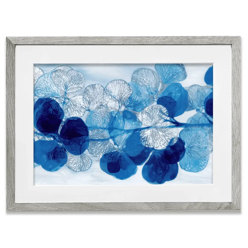 Blue Botanical Pattern Framed Art Print Blue Botanical Pattern Framed Art Print wall art product Chromatic Storm Studio