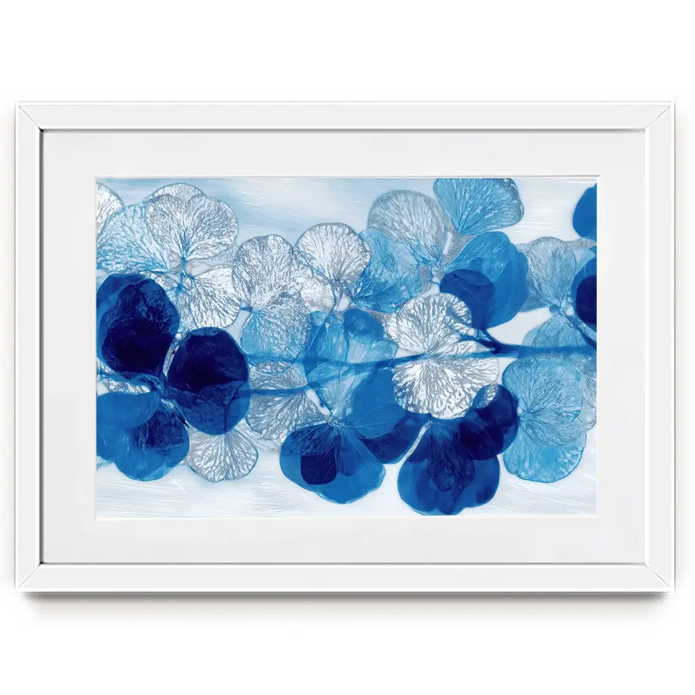 Blue Botanical Pattern Framed Art Print Blue Botanical Pattern Framed Art Print wall art product Chromatic Storm Studio