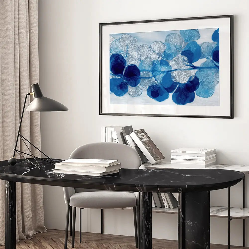 Blue Botanical Pattern Framed Art Print Blue Botanical Pattern Framed Art Print wall art product Chromatic Storm Studio