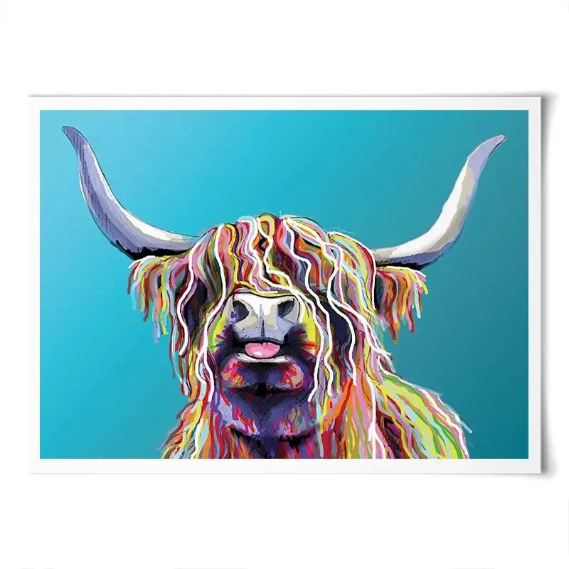Blue Cheeky Cow Art Print Blue Cheeky Cow Art Print wall art product Independent